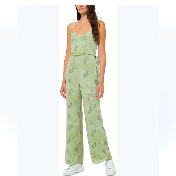 MICHAEL KORS PAISLEY Chiffon Green JUMPSUIT M - Picture 1 of 10